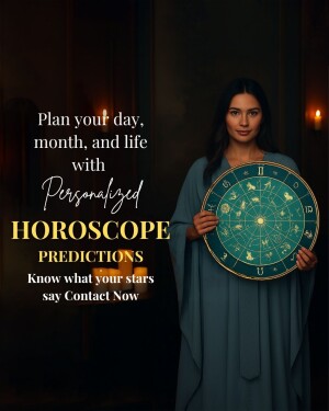 Woman holding a zodiac wheel, promoting personalized horoscope readings.