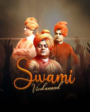 Portrait of Swami Vivekananda with multiple images and the name 'Swami' in golden script.