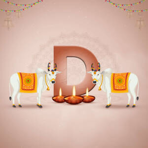 Diwali celebration with cows and diyas