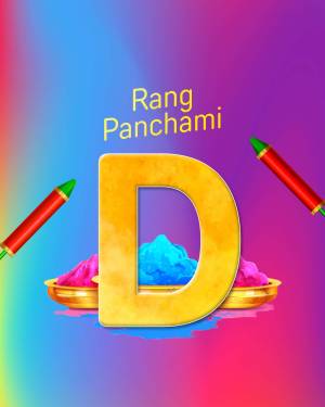 Colorful Rang Panchami image with letter D and holi colors