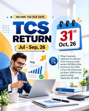 Professional man reviewing TCS return documents on laptop for the October 31st deadline