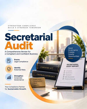 Professional Secretarial Audit services document with law books and report on desk