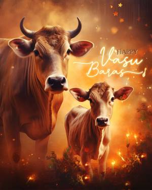 Happy Vasu Baras - Cow And Calf Design For Instagram