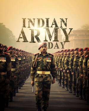 Indian Army Day celebration poster with soldiers in uniform