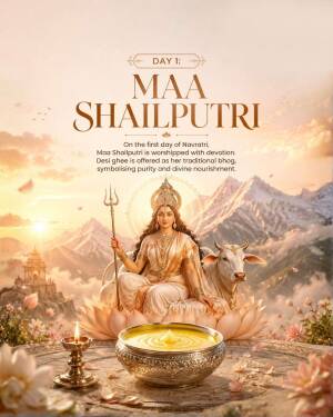 Day 1 Of Navratri: Maa Shailputri Celebration Creative Design For Facebook