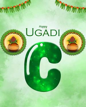 Ugadi festival greeting card with the letter C