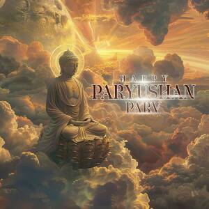 Happy Paryushan Parv - Buddha In The Clouds Flyer For Telegram