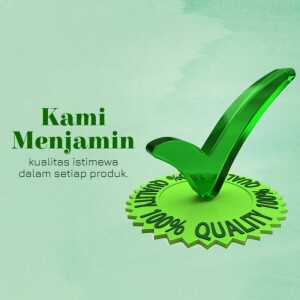 Green checkmark with gear symbol and text in Indonesian