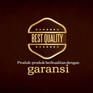 Golden badge with 'Best Quality' text and Indonesian text below
