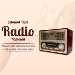 Vintage radio with text celebrating National Radio Day