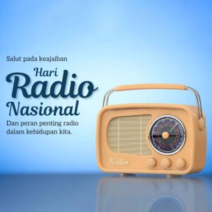 Vintage radio with text celebrating National Radio Day