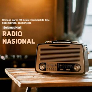 Vintage radio with text celebrating National Radio Day