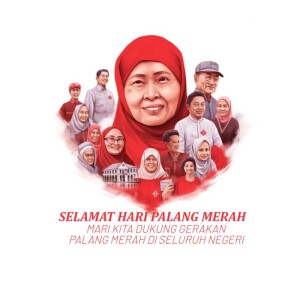 Illustration of Indonesian Red Cross volunteers and supporters