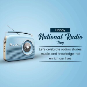 Vintage radio with text celebrating National Radio Day