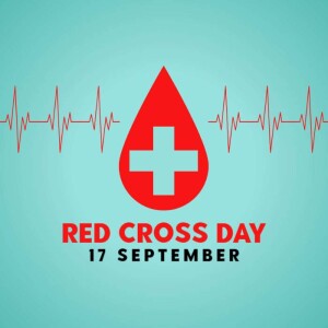 Red Cross Day graphic with a blood drop and medical cross