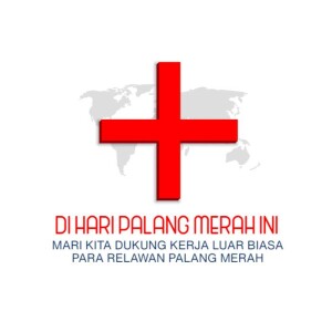 Red Cross emblem with text in Indonesian