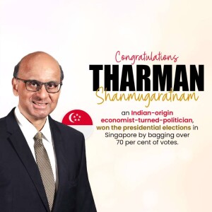 Portrait of Tharman Shanmugaratnam, the newly elected President of Singapore