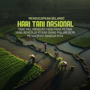 Rice paddies with farmers celebrating National Farmers Day