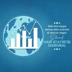 Image celebrating National Statistics Day with a globe and data graph.