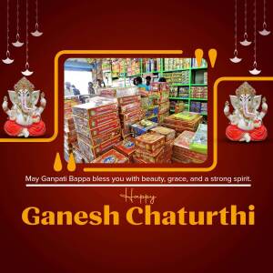 Happy Ganesh Chaturthi - Grocery Store Blessings Advertisement For LinkedIn