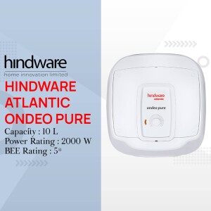 Hindware Atlantic Ondeo Pure 10L Water Heater with 2000W Power Rating