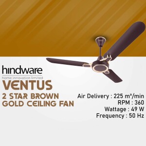 Hindware Ventus 2 Star Brown Gold Ceiling Fan