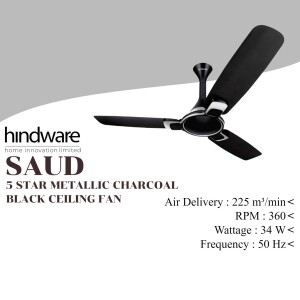 Hindware Saud Metallic Charcoal Ceiling Fan with specifications