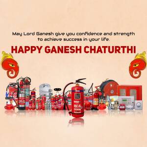 Happy Ganesh Chaturthi With Fire Safety Design For Facebook