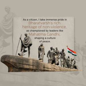 Mahatma Gandhi Statue And Indian Heritage Advertisement For WhatsApp