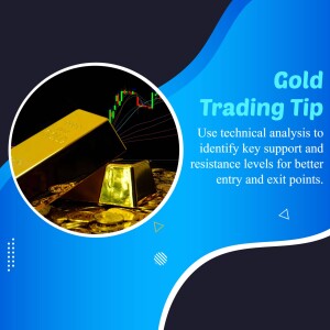 Image depicting gold bars and a trading chart with the text 'Gold Trading Tip'