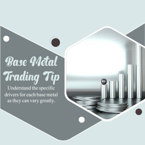 Image with text 'Base Metal Trading Tip' and a metallic background.