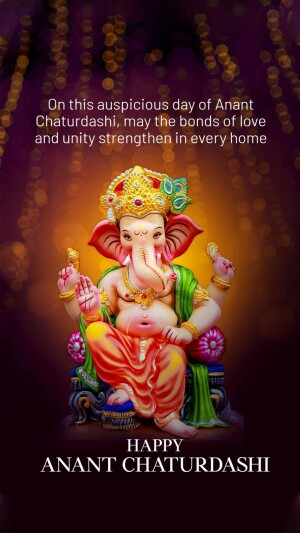 Image of Lord Ganesha with a festive Anant Chaturdashi greeting.