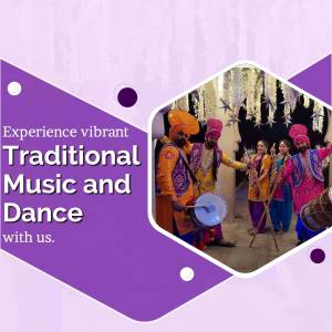 Group of Punjabi musicians and dancers performing traditional music