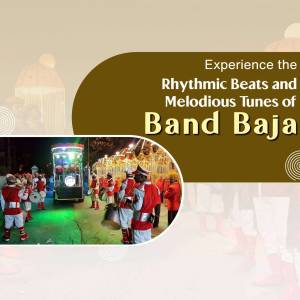 Indian wedding band baja procession with musicians playing instruments
