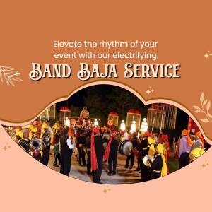 Indian wedding procession with a band baja performance