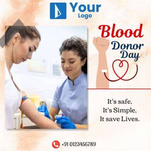 Image promoting Blood Donor Day with a nurse drawing blood from a donor.