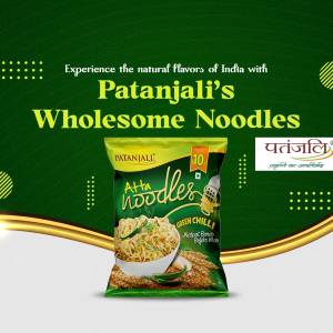 Patanjali Atta Noodles Green Chilli flavor packaging