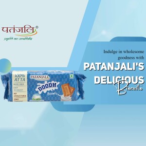 Patanjali Doodh Biscuits packaging with product details