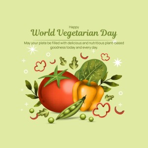 Illustration of fresh vegetables celebrating World Vegetarian Day