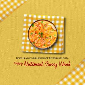 A vibrant image of a bowl of curry with a checkered napkin, celebrating National Curry Week.