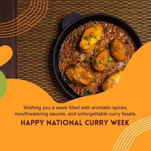 A close-up of a delicious curry dish with plantains, celebrating National Curry Week.