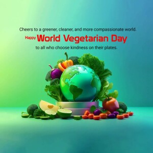 World Vegetarian Day celebration with a globe made of vegetables
