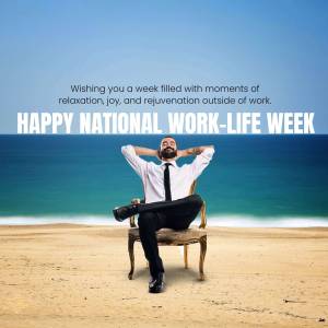 Man relaxing on a beach chair with ocean view, celebrating National Work-Life Week