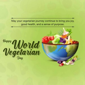 World Vegetarian Day celebration with a globe shaped bowl of vegetables