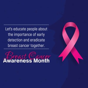 Pink ribbon and silhouette promoting breast cancer awareness
