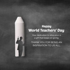 World Teachers' Day greeting with a chalk and silhouette of a teacher