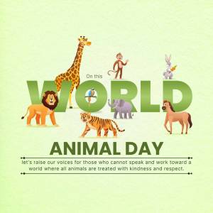 Illustration of various animals celebrating World Animal Day.