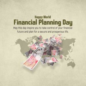 World Financial Planning Day graphic with money and a world map