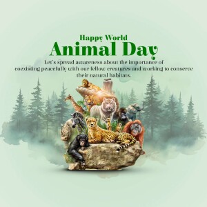 A collage of various animals celebrating World Animal Day.