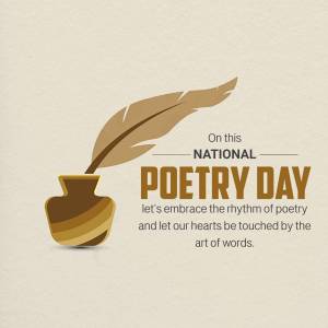Illustration of a quill and inkwell with text celebrating National Poetry Day.